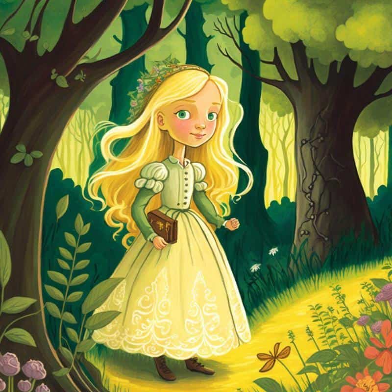 Rozpravka - svetlá blond princezná v lese
