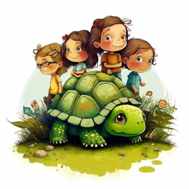 Rozprávka Pravidlá v škôlke - päť detí a medzi nimi korytnačka
