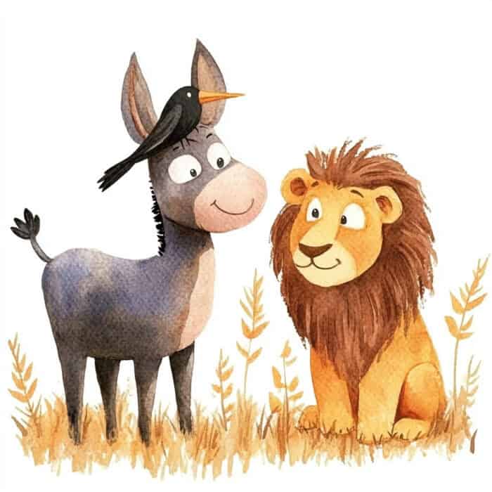 Rozprávka na čítanie - O levovi, vrane a oslovi
