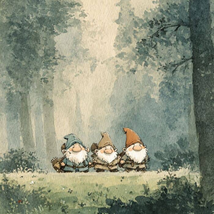 Rozprávka pre deti - pohadkozem little dwarfs in the forest Simple watercolor illust 887eb9b3 4c95 4368 a426 37256043e651